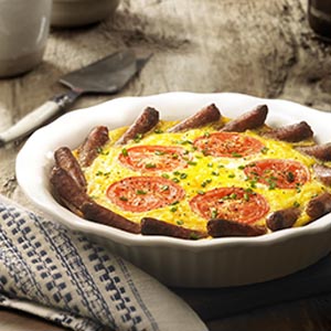Sausage Crusted Quiche with Hash Browns
